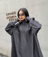Glossy Gathered High Neck Dress